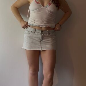 Y2k Light Was Denim Micro Mini Skirt